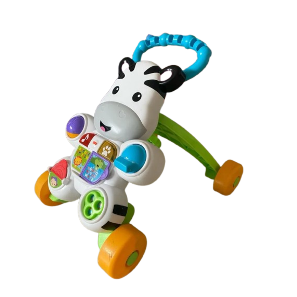 Andador para bebé con diseño de cebra y actividades interactivas